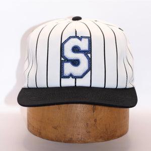 Winged Stripe Snapback Hat - Blue