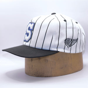 Winged Stripe Snapback Hat - Blue
