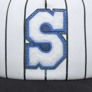 Winged Stripe Snapback Hat - Blue
